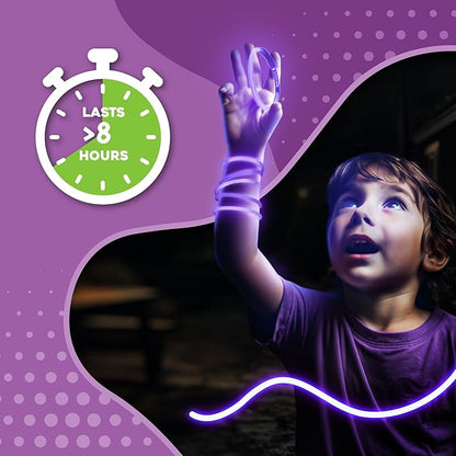 8" Glow Stick Bracelets - Bulk 50 Pack for Mardi Gras, St. Patrick's Day, and Nighttime Celebrations - Purple