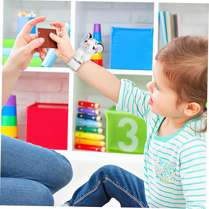Abaodam Animal Slap Bracelet Tiger Slap Bracelet Plush Stuffed Animal Slap Bracelets Snap Wrist Band for Kids Birthday Party