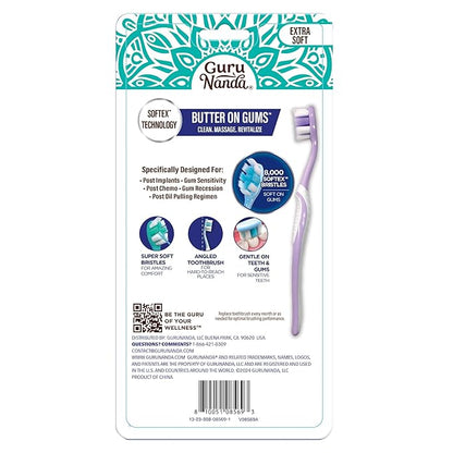 GuruNanda Butter on Gums Toothbrush with Extra Soft Bristles for Sensitive Gums, Soft Toothbrush for Kids & Adults, 8 ct