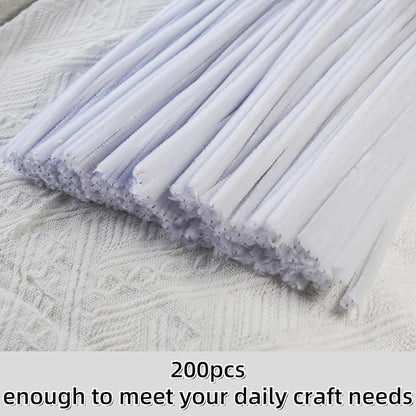 Qirimoi White Pipe Cleaners Craft Pipe Cleaners Bulk Pipecleaners Crafts Supplies，200Pcs White