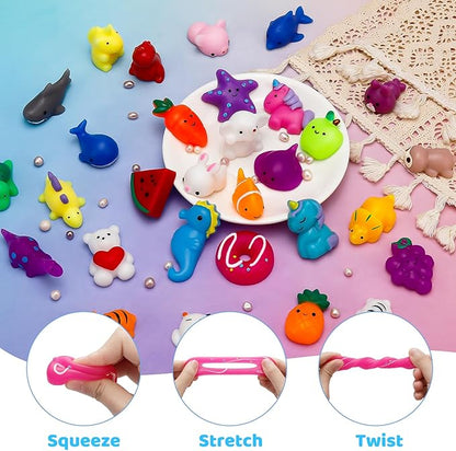 80 Pack Mochi Squishy Toys, Party Favors for Kids 4-8-12,Birthday Gifts Treasure Box Classroom Prizes Goodie Bag Stuffers, Mini Squishy Fidget Toys, Carnival Prizes in Bulk