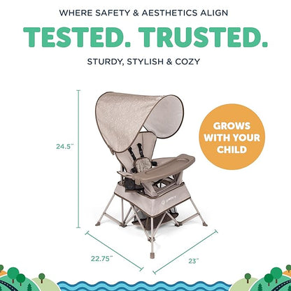 Baby Delight Go with Me Venture Portable Chair | Indoor and Outdoor | Sun Canopy | 3 Child Growth Stages | Sandstone