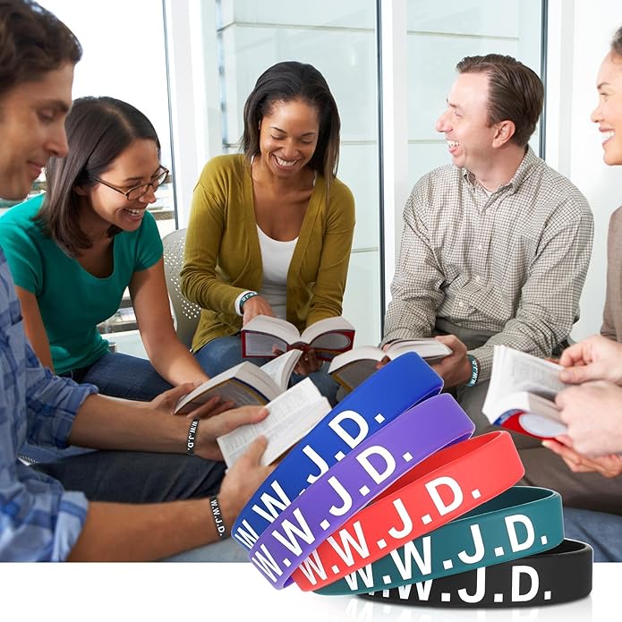 Jadive 20 Pcs WWJD Rubber Bracelets What Would Jesus Do Silicone Wristbands for Women Men Jesus WWJD Inspirational Bracelet Motivational Bracelet Religious Christian Party Favors Gifts