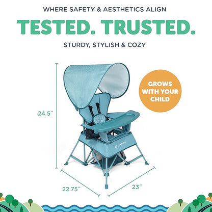 Baby Delight Go with Me Venture Portable Chair | Indoor and Outdoor | Sun Canopy | 3 Child Growth Stages | Blue Wave