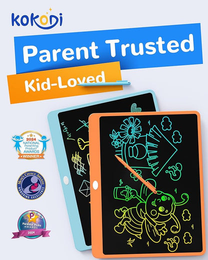 KOKODI LCD Writing Tablet, 16 Inch Colorful Toddler Doodle Board Drawing Tablet, Erasable Reusable Electronic Drawing Pads, Educational and Learning Toy for 3-6 Years Old Boy and Girls(Orange)