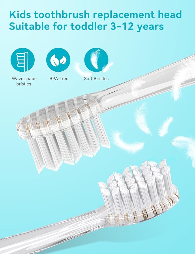 Seago Baby and Kids Electric Toothbrush Replacement Heads SG-923 for 977，513, 2139 - Pack of 4