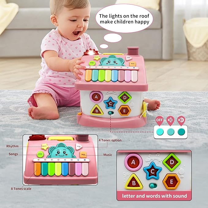 Ming You Montessori Toys for 1+ Year Olds Girl Gifts - 8-in-1 Musical Learning House Baby Toy 6-12 12-18 Months, Toddler Toys Age 1, 2 Year Old Girl Birthday Gifts
