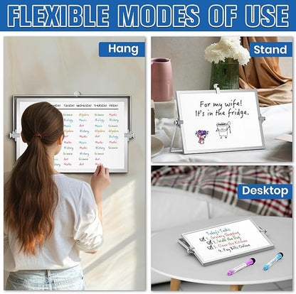 Grtard Small White Board, 12''x 8'' Small Dry Erase Board for Kids, Magnetic Dry Erase Board with Stand, Desktop Whiteboard with Stand, Desk Whiteboard, Double-Sided White Board for Kids, ToDo List