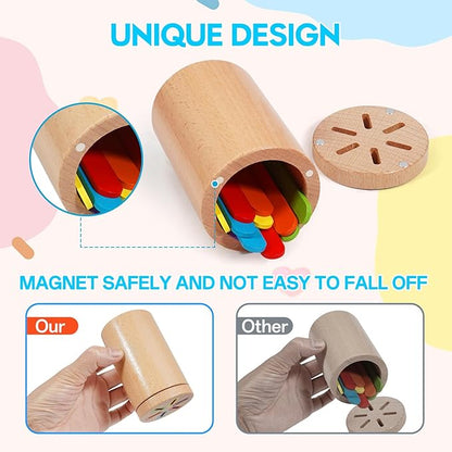 Montessori Toys for Toddler, Fine Motor Skills Toys Wooden Color Sorting Stacking Toy for Boys Girls Educational Gift for Kids Birthday