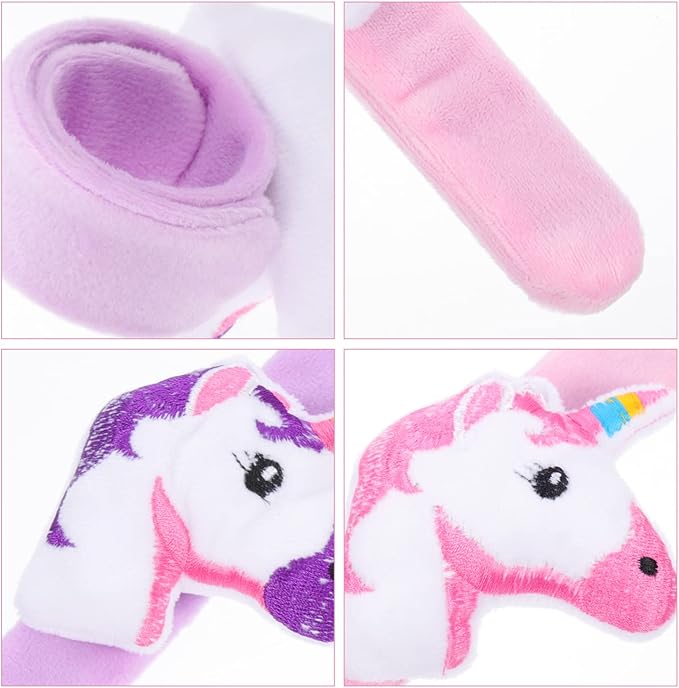LUOZZY Unicorn Slap Bracelet for Kids Plush Tiger Animal Slap Bracelets for Kids Colorful Animal Slap Bands for Kids (Unicorn)