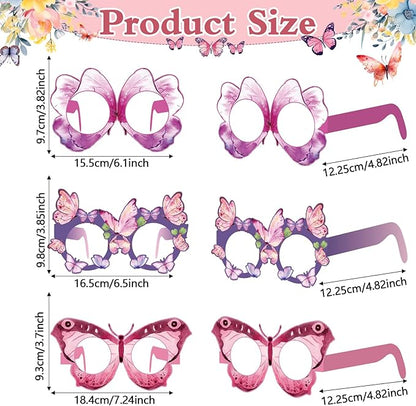 36 Pcs Butterfly Party Favors Spring Butterfly Party Decoration Butterfly Paper Eyeglasses Spring Butterfly Party Photo Props for Spring Holiday Birthday Party Supplies