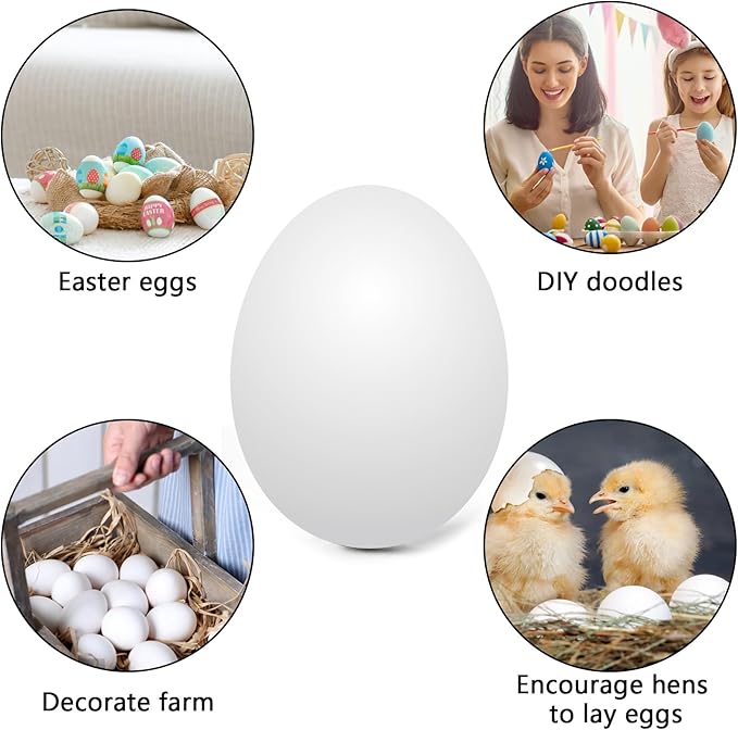 6pcs Wooden Fake Eggs, White Wooden Easter Eggs, DIY Kitchen Pretend Play Food Set,Children Kitchen Play Toys,Fake Chicken Eggs for Home Farm Decor