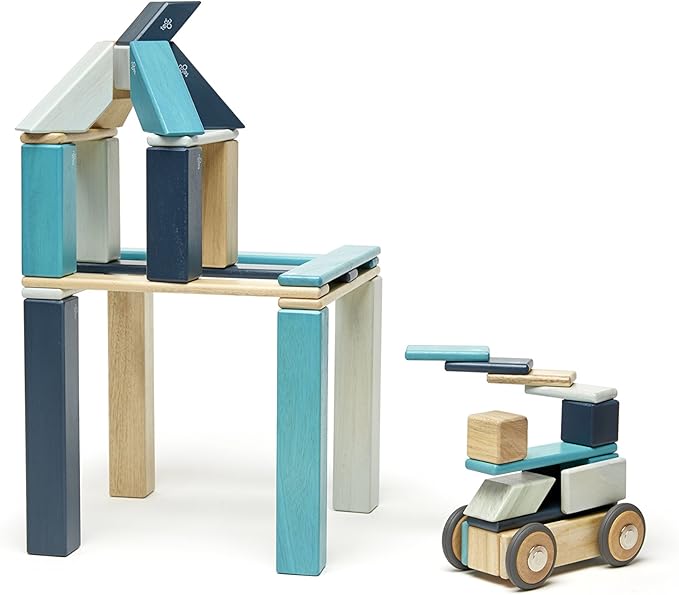 42 Piece Tegu Magnetic Wooden Block Set, Blues, 1-99 years old