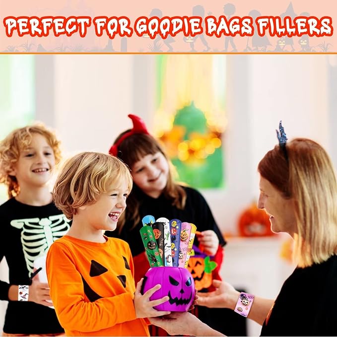 48Pcs Holiday Bracelets Party Favors for Kids Slap Bracelets Holiday Bag Stuffers Treats Non Candy Holiday Goodie Bag Fillers Stuffers Snap Bracelet Party Supplies, PVC Polyvinyl Chloride