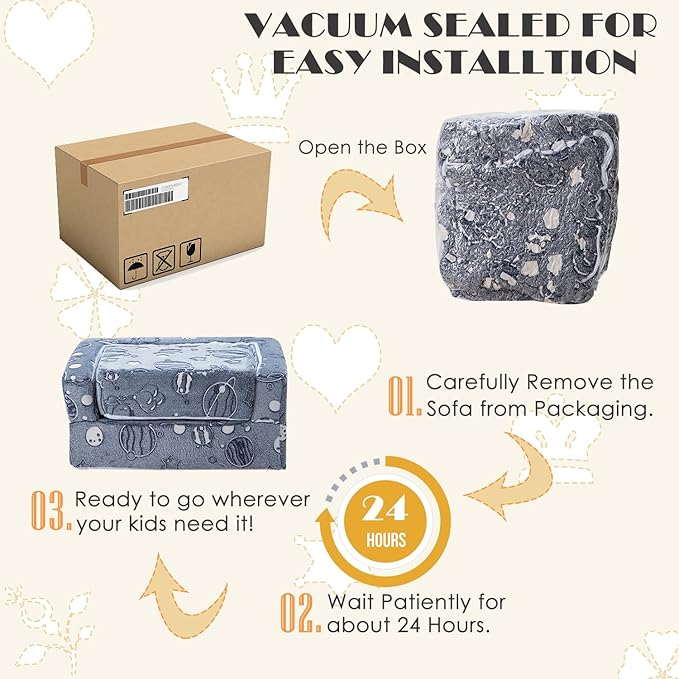 Kids Nugget Play Couch 3-in-1 Modular Toddler Couch Baby Couch Foam Armchair for Boys & Girls Children Convertible Sectional Sofa to Lounger Fold Out Kids Furniture, Grow in The Dark Universe