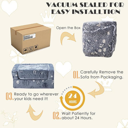 Kids Nugget Play Couch 3-in-1 Modular Toddler Couch Baby Couch Foam Armchair for Boys & Girls Children Convertible Sectional Sofa to Lounger Fold Out Kids Furniture, Grow in The Dark Universe