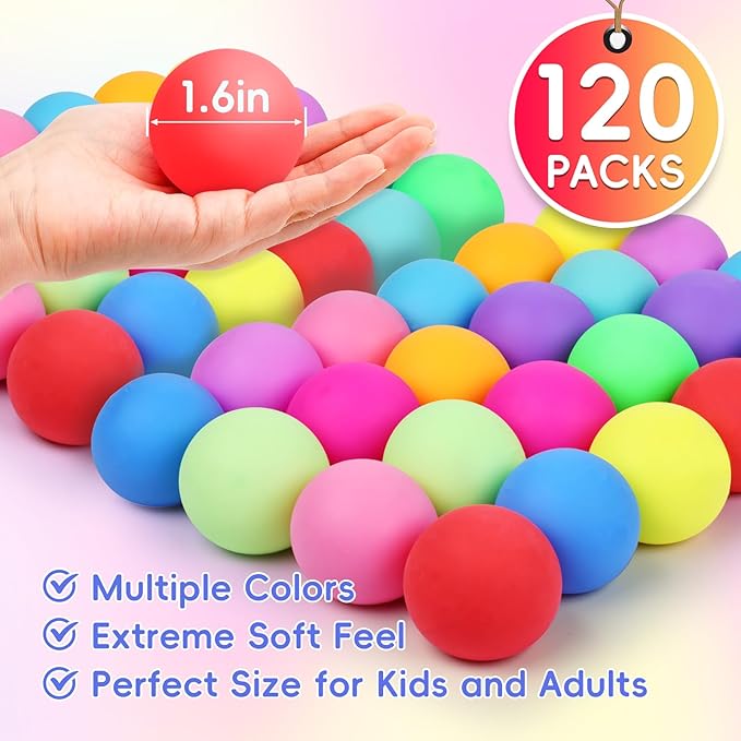 VISCOO 120 Pack Stress Balls, Slow Rising Stress Balls for Kids Adults, Stretchy Fidget Ball for Stress Relief, Hand Therapy Sensory Squishy Ball, Classroom Prize Box Party Favors