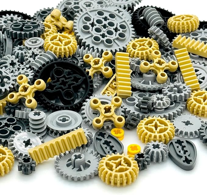 Technical Parts Wheels Gears Building Blocks Accessories Pieces kit Construction Toys Set for Kids 6yrs+ Compatible with Major Brands