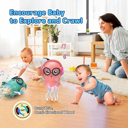 Dancing Jellydancer Baby Toy, Crawling Infant Tummy Time Toy, Magic Dancing Music Crawling Toys for 3 4 5 6 7 8 Year Old Kids Boy Girl Birthday Gifts, Interactive Relax Fidget Easter Gifts