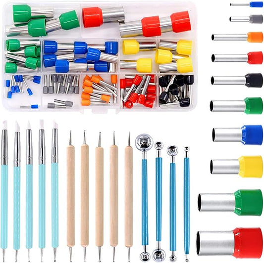 Swpeet 89Pcs Modeling Clay Sculpting Tools Kits, Ball Stylus Tool, Dotting Pottery Tools, Polymer Clay Cutters,Cutters Mold Cutter Punch Tools for Making Modeling Clay Cake Fondant Decoration