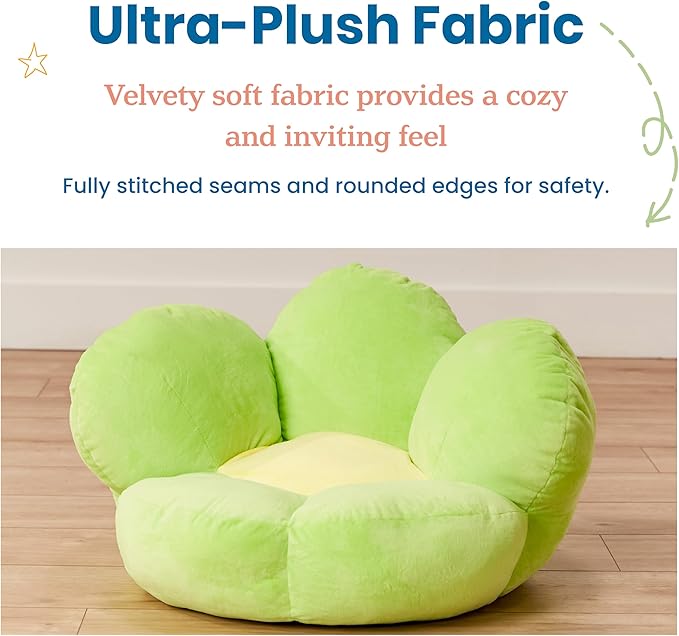 ECR4Kids SoftZone Flower Cozy Cushion Floor Pillow, Bright Green