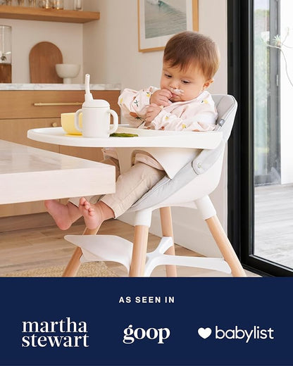 Lalo First Bites Silicone Baby Feeding Set - Baby Led Weaning Supplies - Non-Toxic Silicone - Includes 2 Spoons, Training Cup, & Suction Bowl - 4 Pieces - Grapefruit