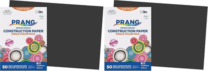 Prang (Formerly SunWorks) Construction Paper, Black, 12" x 18", 50 Sheets (Pack of 2)