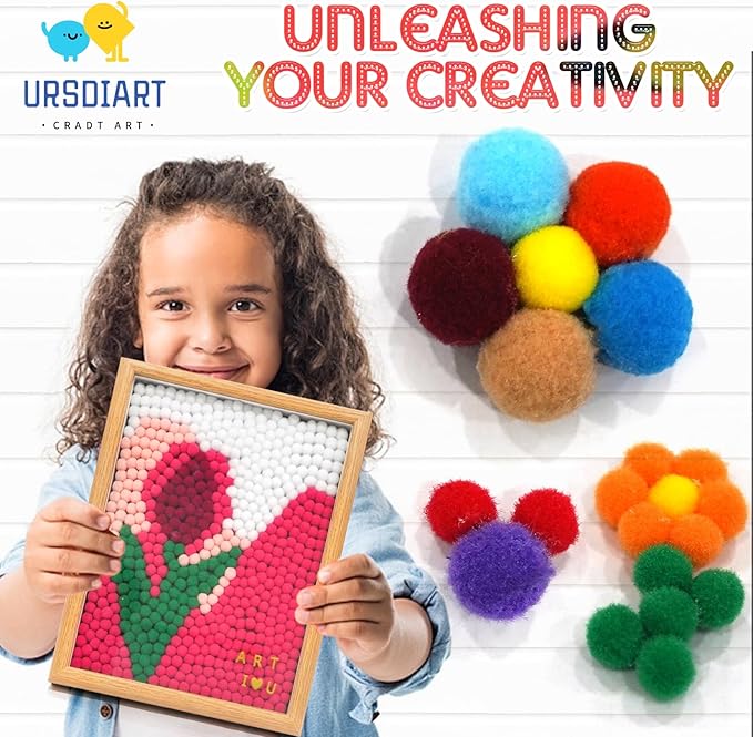 URSDIART Tulip Arts and Crafts for Kids Ages 8-12,Over 1100+ Craft Pom Poms Art Kits, Craft Kits for Girls Boy Ages 8-12,6-9,15+,Kids Activities Home Classroom School Project Supplies