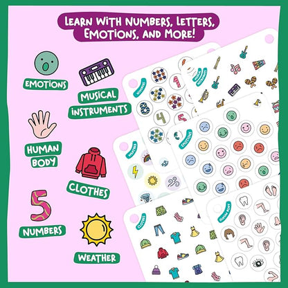 Nene Toys Educational Memory Extension Cards - 24 Extra Themed Patterns – Additional Matching Cards with Numbers, Letters, Animals, Body Parts Exclusive Size