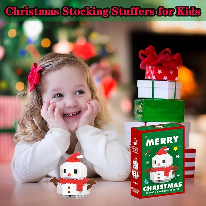 Christmas Red Snowman Building Blocks Set Compatible with Lego Advent Calendar 2024 Stacking New Toys Holiday Present Box New Year Xmas Gifts for Kids for Boys & Girls and Adults