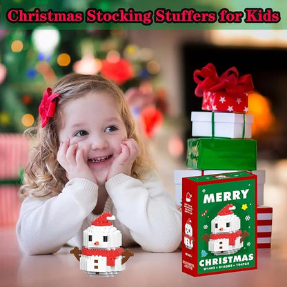 Christmas Red Snowman Building Blocks Set Compatible with Lego Advent Calendar 2024 Stacking New Toys Holiday Present Box New Year Xmas Gifts for Kids for Boys & Girls and Adults