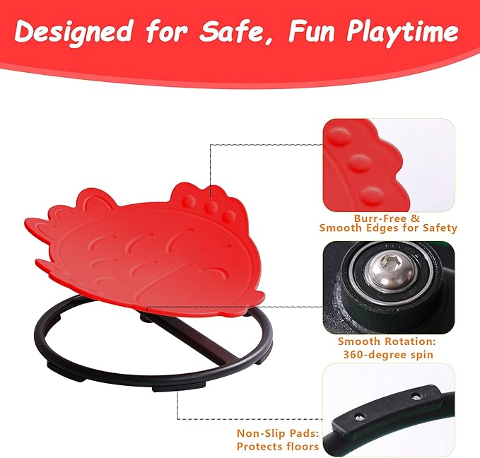 Kids Sensory Swivel Chair - Fish Spinning Chair Seat for Balance, Coordination - Sensory Therapy Stool for Kids with Autism & ADHD - Active Indoor Play Chair for Home & Classroom (Red)