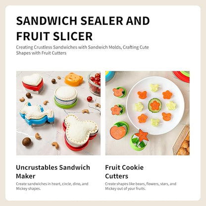 Sandwich Cutter and Sealer, Sandwich Cutter for Kids 5 PCS（BIG）, Decruster Sandwich Maker, Great for Lunchbox and Bento Box - Boys and Girls Kids