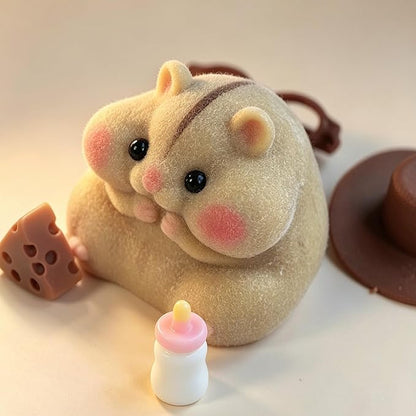 Handmade Taba Squishy Hamster Toy, Cute Squishy Hamster Fidget Toy, Realistic Hamster Toy, Soft Silicone Mochi Furry Toy, Stress Relief Gift for Adults & Kids, Sensory Anxiety Plushie(Brown)