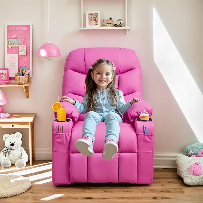 Marshmallow Larger Kids Reclining Chair Leather Recliner Sofa Children Ages 3-12