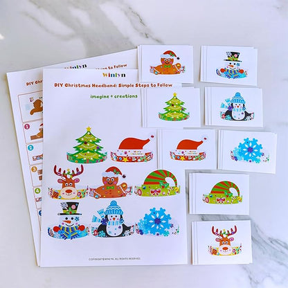 Winlyn 24 Sets Christmas Craft Kits Winter Crafts DIY Christmas Headbands Craft Kits Snowflake Christmas Tree Foam Stickers Arts and Crafts for Kids Holiday Home Classroom Art Activities Party Favors