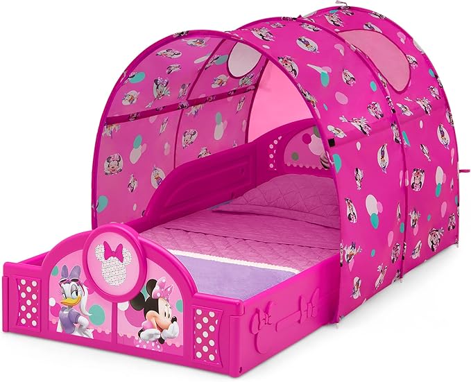 Delta Children - Disney Minnie Mouse Plastic Sleep and Play Toddler Bed with Tent, Pink