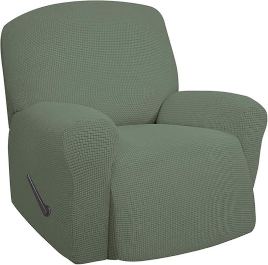 Easy-Going Oversized Recliner Stretch Sofa Slipcover Sofa Cover 1 Piece Furniture Protector Couch Soft with Elastic Bottom Kids,Polyester Spandex Jacquard Small Checks(X Large,Greyish Green)