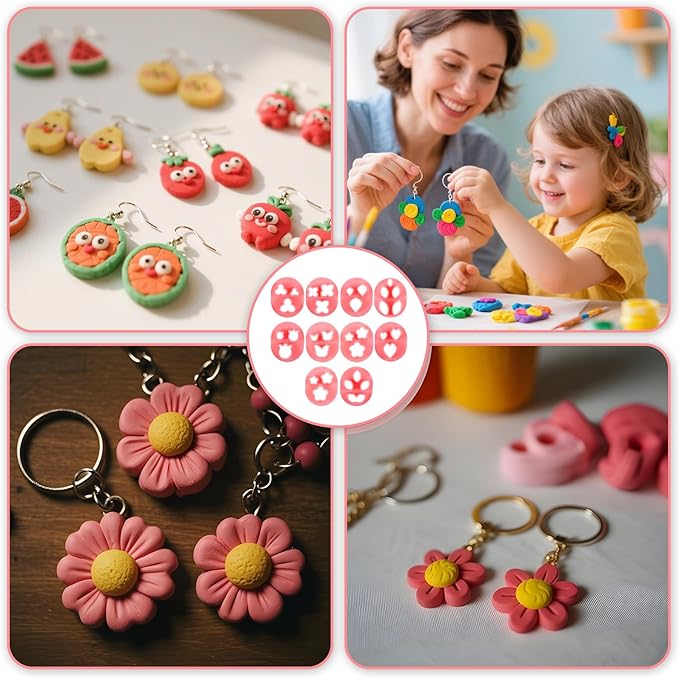10 PCS Flower Polymer Clay Cutters, 10 Shapes Mini Polymer Clay Cutters Floral Leaf Butterfly Clays Earrings Cutter for Earrings Jewelry Making DIY Crafts
