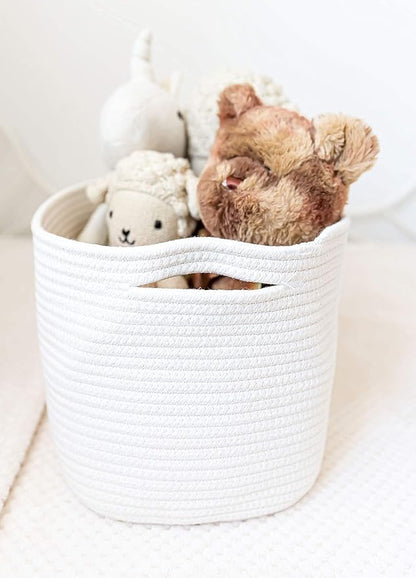 OrganiHaus Rope Baskets for Shelves - Set of 3 Woven Storage Baskets for Organizing, Closet & Toy Storage - Off-White - 15x9x10