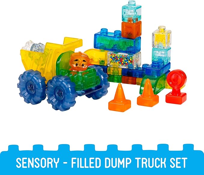 Jelly Blox Construction Dump Truck Set | 30 Pieces | Toddler & Preschool Building Blocks Kids Can Squeeze, Stretch, Squish | MESH ACCREDITED | Safety Tested & Ouch-Free | Sensory Play Toy Ages 2+