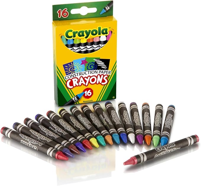 Crayola Construction Paper Crayons (16ct), Kids Crayons, Long-Lasting, Non-Toxic, Vibrant Colors for Kids Arts and Crafts, Ages 3+