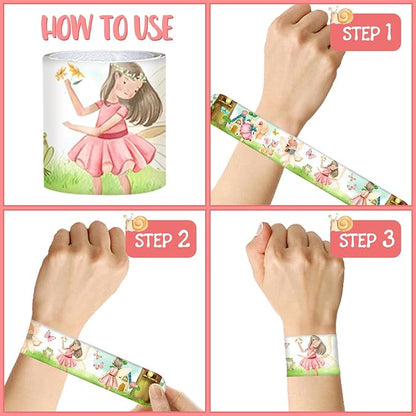 74 PCS Fairy Party Favors, 24 PCS Fairy Slap Bracelets 50 PCS Fairy Stickers Fairy Birthday Party Decorations Supplies Gifts for Fairy First Birthday Party Supplies Gifts