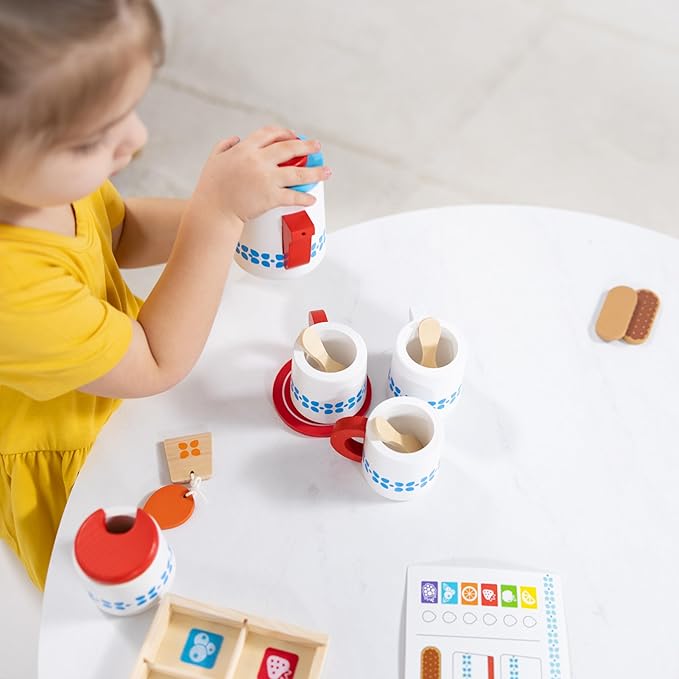 Melissa & Doug 20-Piece Steep and Serve Wooden Tea Set - Play Food and Kitchen Accessories | Play Tea Set, Pretend Play Tea Set Toy For Kids Ages 3+