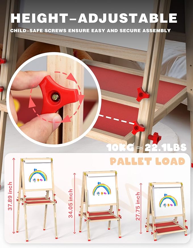 Joyooss Art Easel for Kids Easel, Kids Easel for Painting Wooden Whiteboard & Chalkboard Kids Art Easel, Toddler Art Easel One Get Many Kids Easel with Paper roll Art Easel for Kids Ages 2-4 4-8 8-12