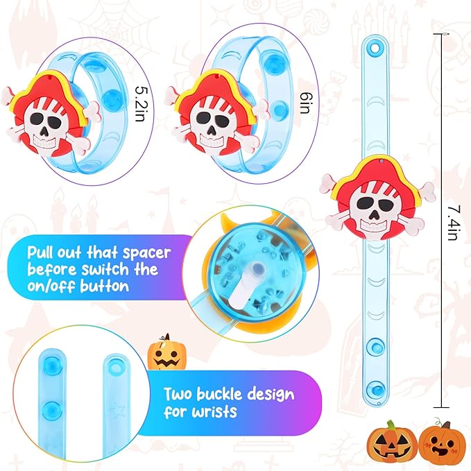 24 Pack Halloween Christmas Stocking Stuffers Christmas Party Favors Gifts for Kids, Light Up Bracelets Birthday Goodie Bags Stuffers Kids Classroom Prizes, Glow in the Dark New Year Party Supplies