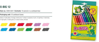 JOLLY X-Big Jumbo Colored Pencils; Set of 24 (2-pack of 12), Perfect for Special Needs, Art Therapy and Early Learners, Multicolor