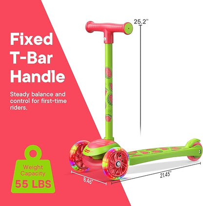3 Wheel Scooter for Kids, Smooth Light Up LED Front Wheels, Wide Anti Slip Deck, Rear Foot Brake, Easy Lean to Steer Maneuvering, Indoor & Outdoor Ride On Toys for Ages 2 Up,
