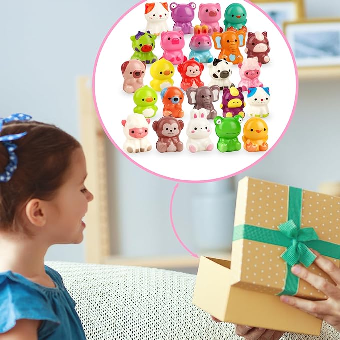 Hooqict 24 Pcs Animal Squishy Toys Slow Rising Squishies Party Favor Stress Balls Squeeze Animals Fidget Toys Desk Pets for Kids Classroom Birthday Goodie Bag Stuffers, Pinata Fillers, Carnival Prizes