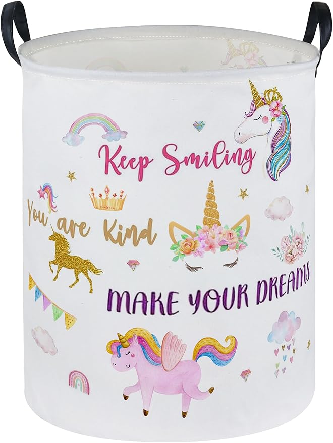 Essme Kids Laundry Basket,Unicorn Hamper Collapsible Waterproof Storage Bin for Girls,Gift Baskets(Color Unicorn)
